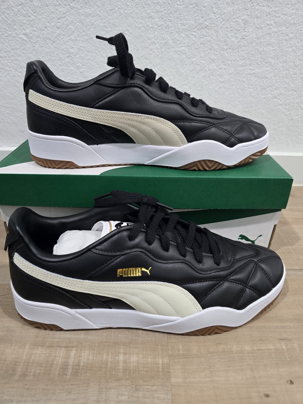PUMA Tifosi Men's Black & Cream Leather Sneakers Size 10M